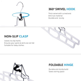 Quality Hangers locking clasp demonstrates secure fit for skirts and pants.