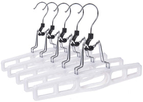 Quality Hangers premium skirt hanger clamp close-up showing secure grip.