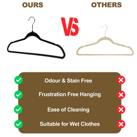 Quality Hangers curved shoulders prevent slipping and maintain garment shape.