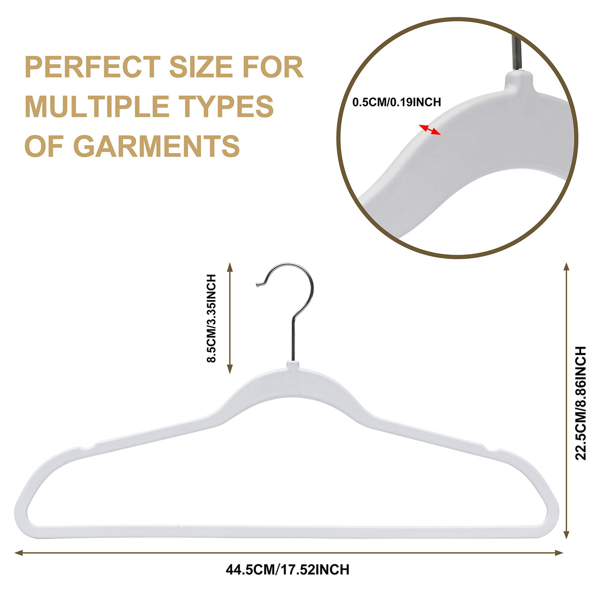Quality Hangers smooth ABS plastic ensures clothes slide on and off easily