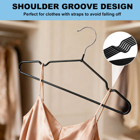 Quality Hangers space-saving design reduces closet bulk in small spaces.