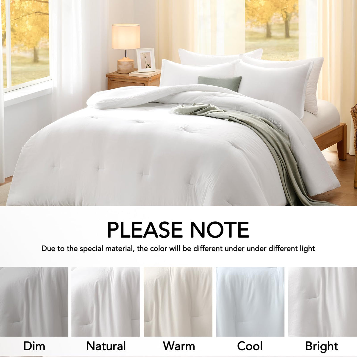 Quataly Queen Comforter Set White vacuum-sealed packaging for easy storage.