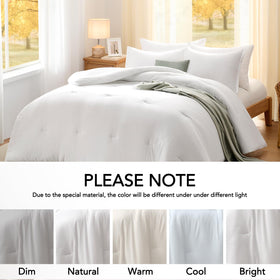 Quataly Queen Comforter Set White vacuum-sealed packaging for easy storage.