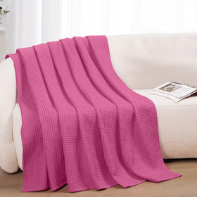 QUBA LINEN care-label on cotton waffle blanket