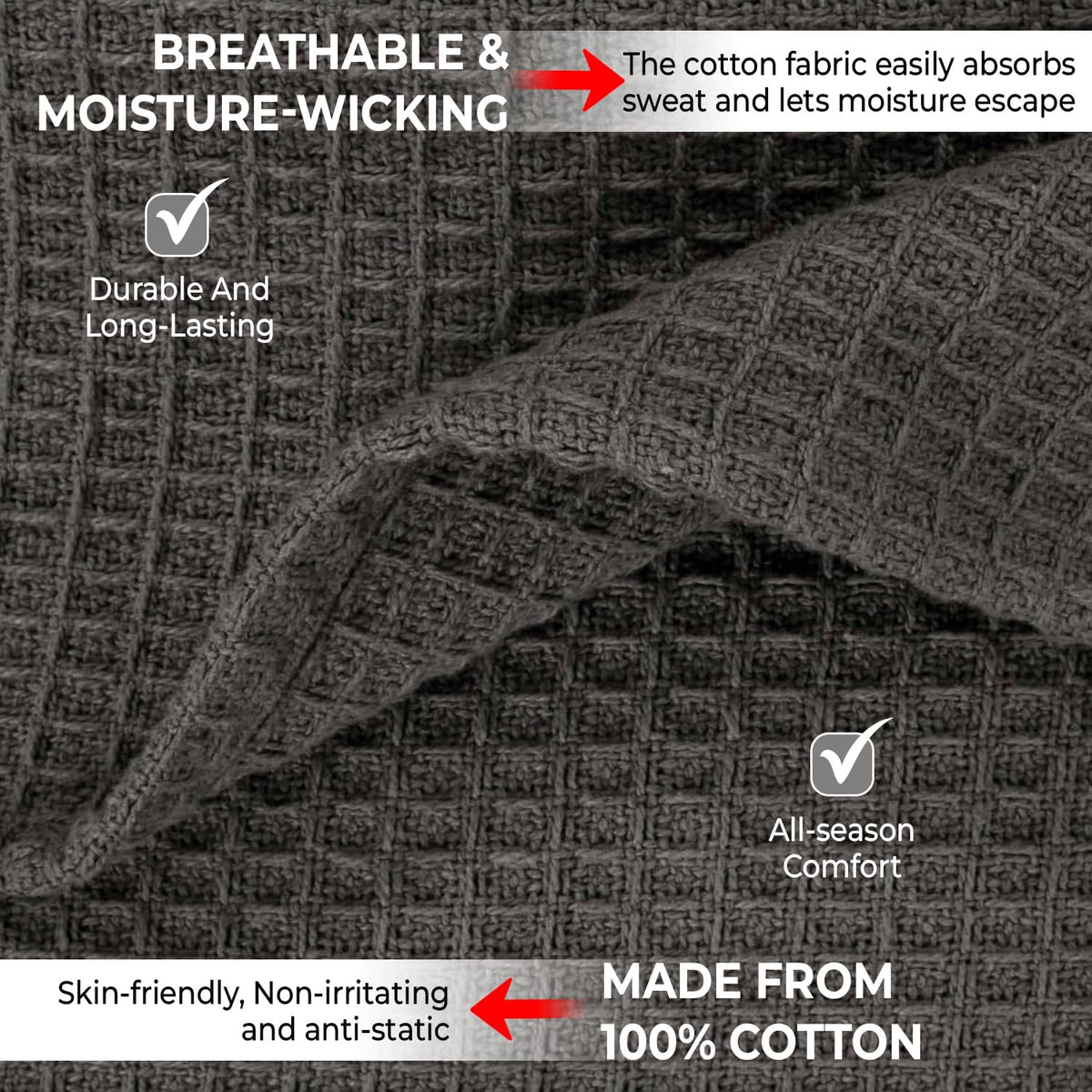 QUBA LINEN care tag emphasizing natural shrinkage and care guidance