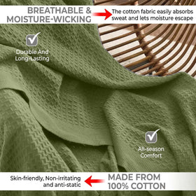 Honeycomb waffle texture detail on QUBA LINEN blanket