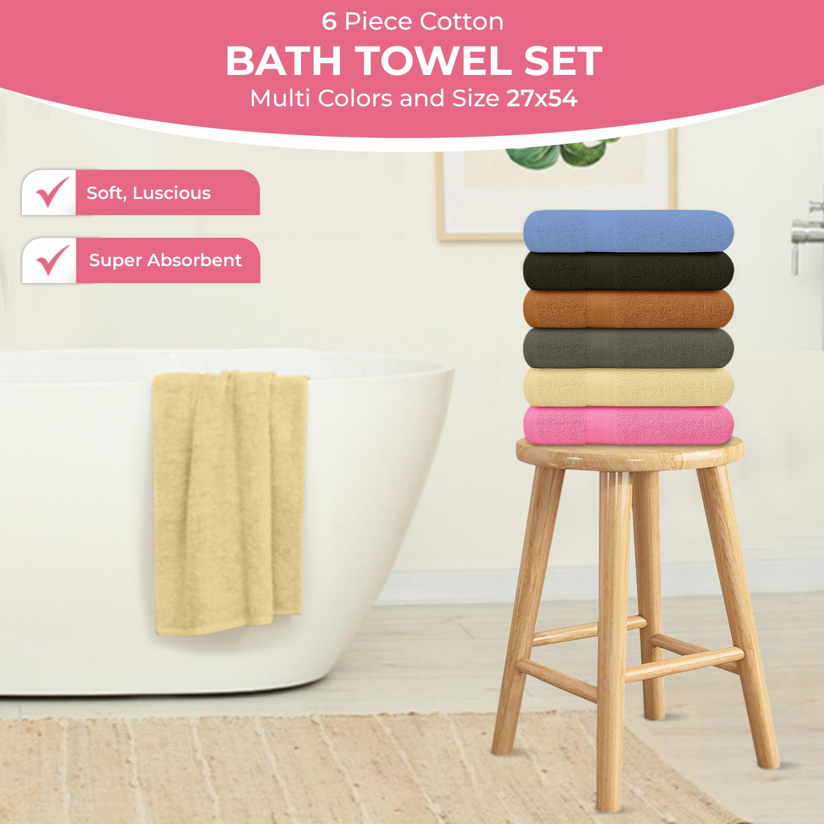QUBA LINEN multi-color towels bulk pack bright hues for refreshed bathrooms.
