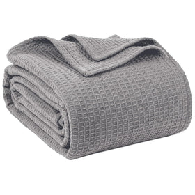 QUBA LINEN waffle blanket in summer lightweight fabric for breathable warmth