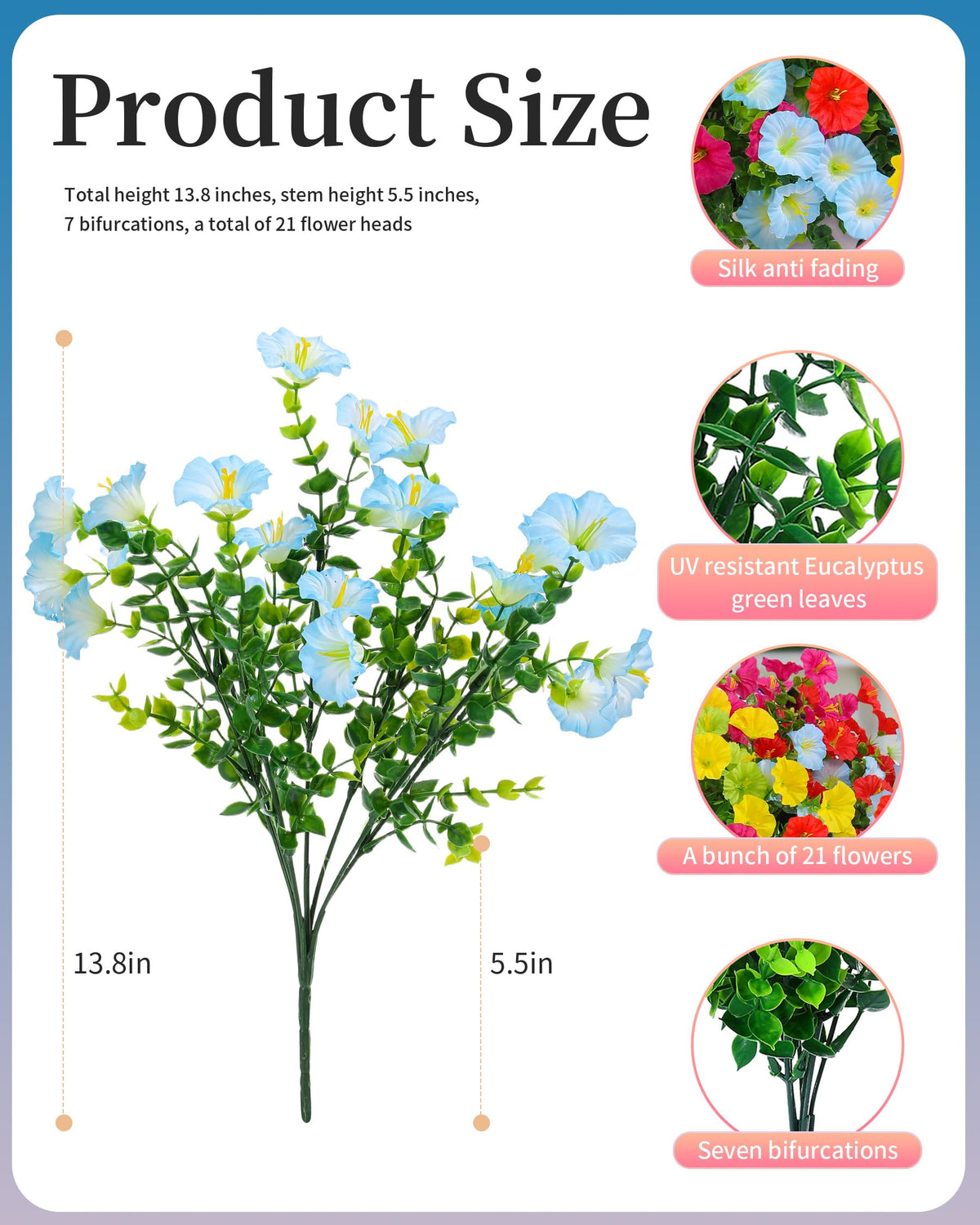 Qubigko Morning Glory artificial blooms create lifelike patio displays.