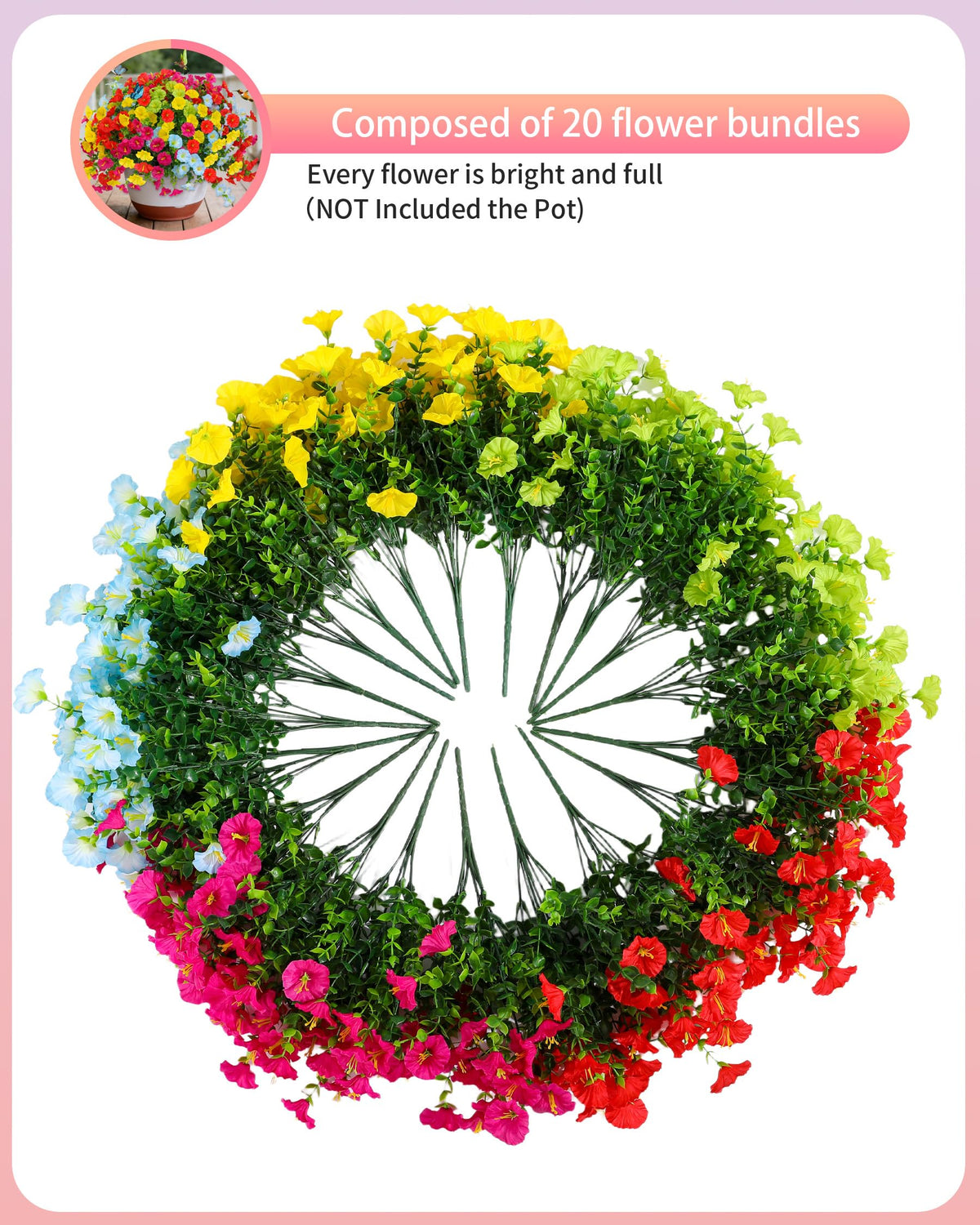 Qubigko vibrant outdoor faux flowers add porch charm and curb appeal.