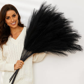QUBITFUL black pampas grass with 9 stems adds dramatic height for boho decor.