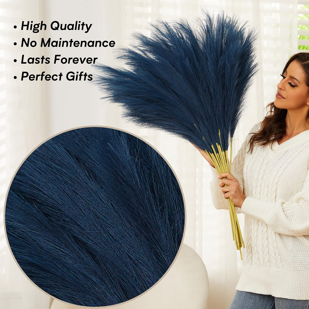 QUBITFUL blue pampas grass wedding decor for soft, elegant event styling.