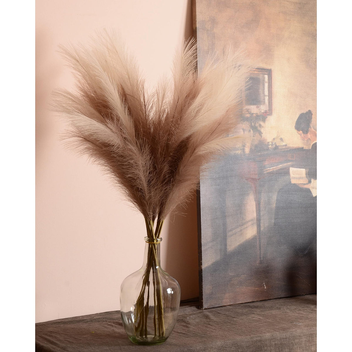 QUBITFUL pampas grass feather plume, 23in detail with natural movement