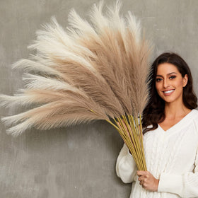 QUBITFUL pampas grass, 37in tall fluffy stems for dramatic vase displays