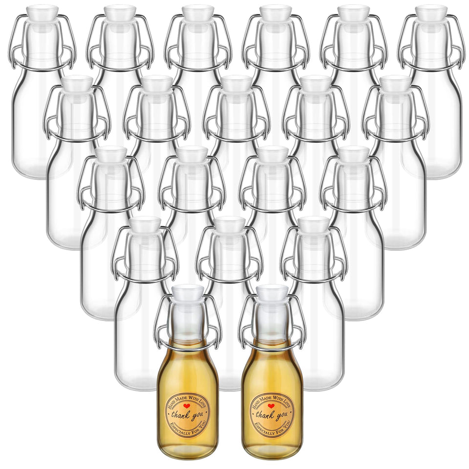 Queekay mini glass bottle with swing top lid, airtight for 4 oz storage.