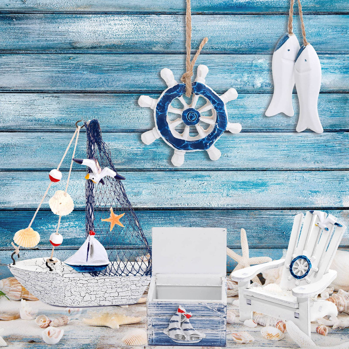 Queekay wooden box decor enhances rustic shelf styling.