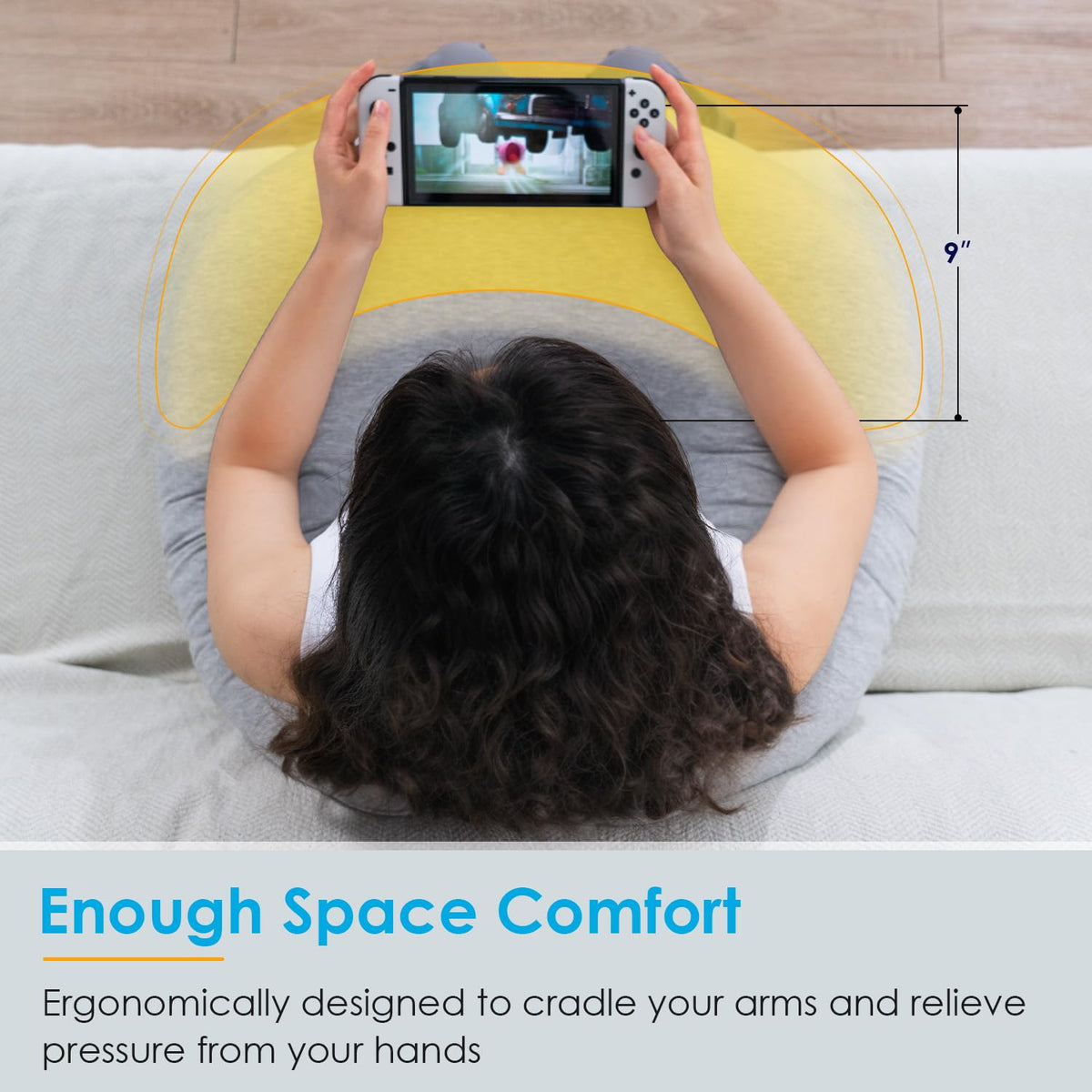 QUEEN ROSE reading pillow backrest angle highlights ergonomic posture aid.