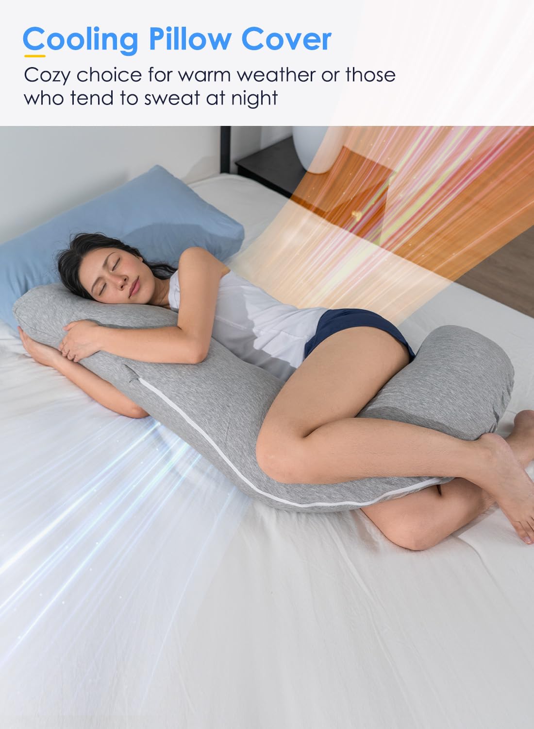 QUEEN ROSE body pillow cooling-soft cover demonstrates breathable comfort.