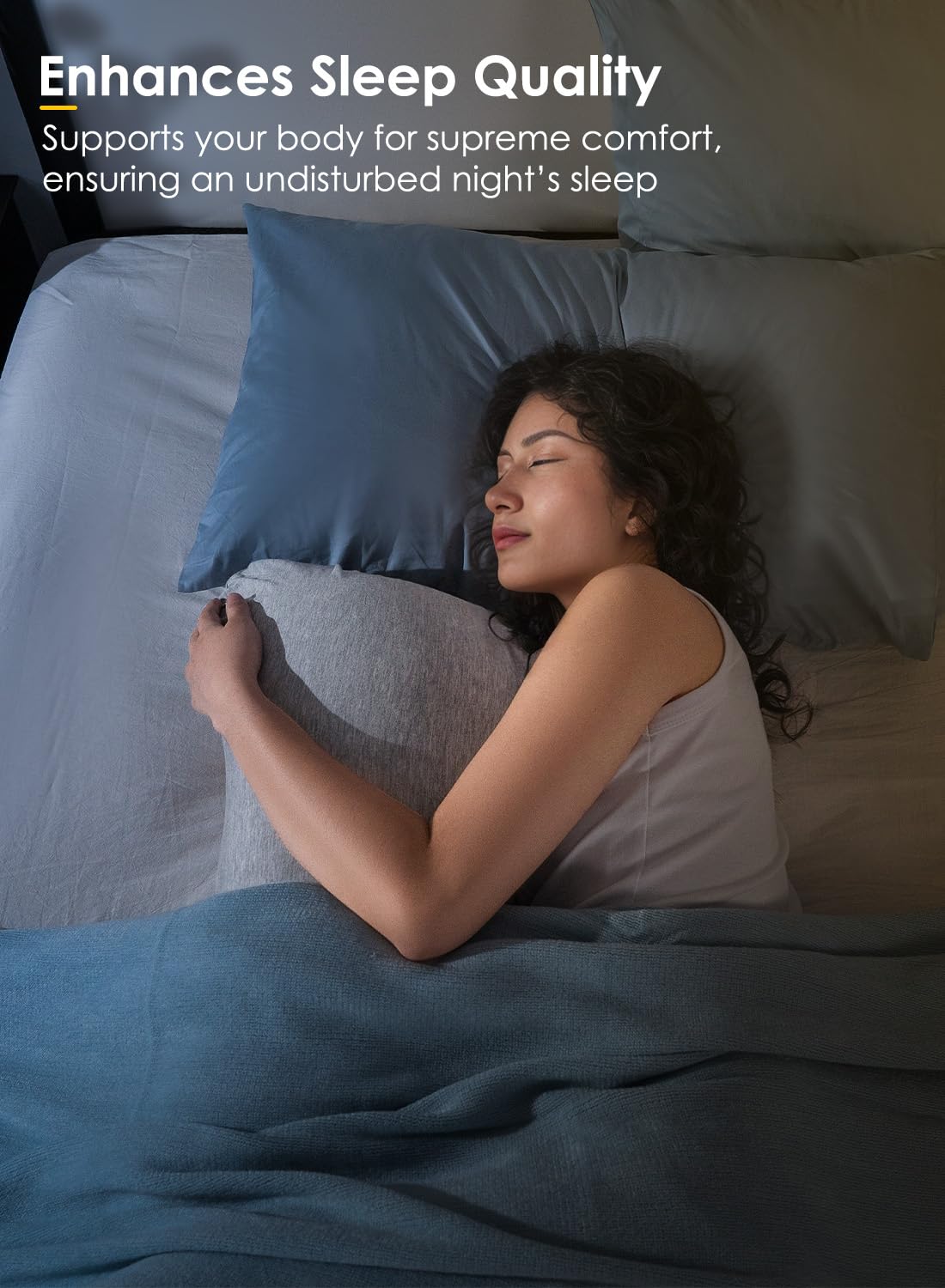 QUEEN ROSE body pillow s-shaped curve close-up highlights ergonomic alignment.