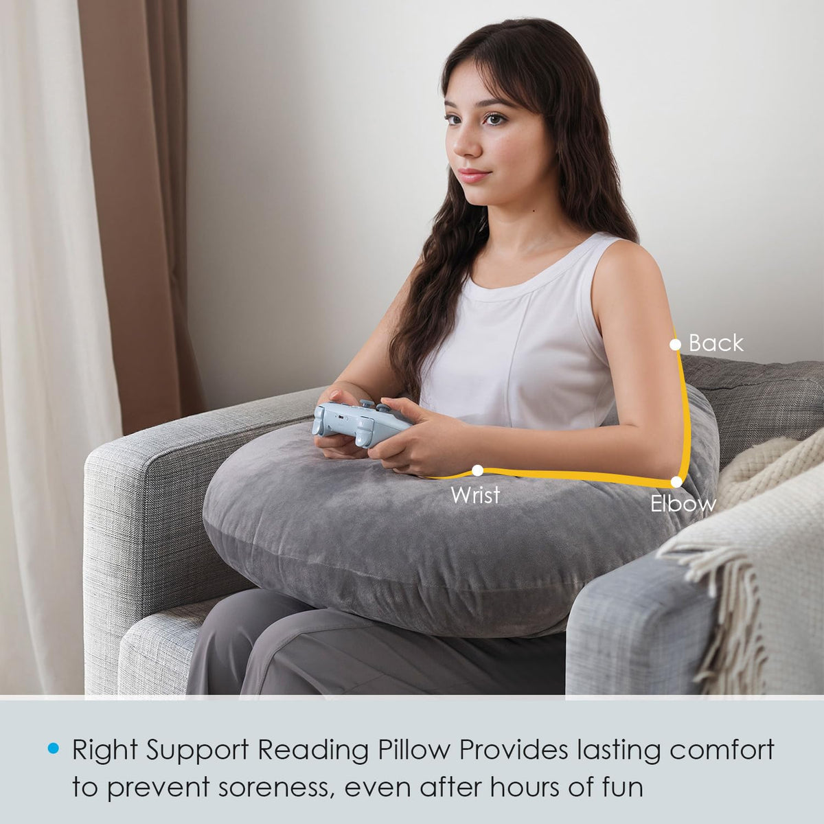 QUEEN ROSE Reading Pillow extended U-shape cushions elbows comfortably