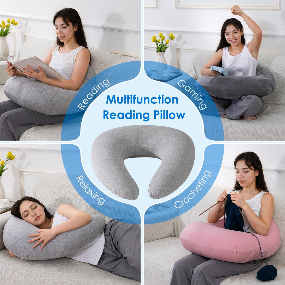 QUEEN ROSE Reading Pillow ideal for bed or sofa seating during reading or crochet