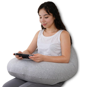 QUEEN ROSE reading pillow with gaming side view and arm support.