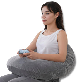 QUEEN ROSE Reading Pillow in soft velvet grey for cozy reading sessions