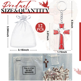 Quelay cross keychain with red dove engraving adds meaningful symbolism.