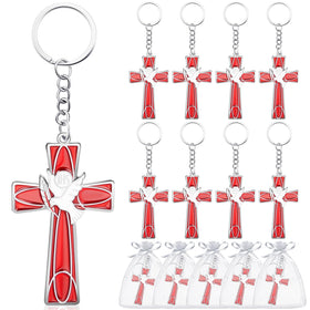Quelay dove cross keychain in a 12-pack for church event gifts.