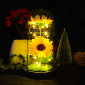 QUELIEN Mothers Day sunflower dome with crystal-clear glass for refined home decor