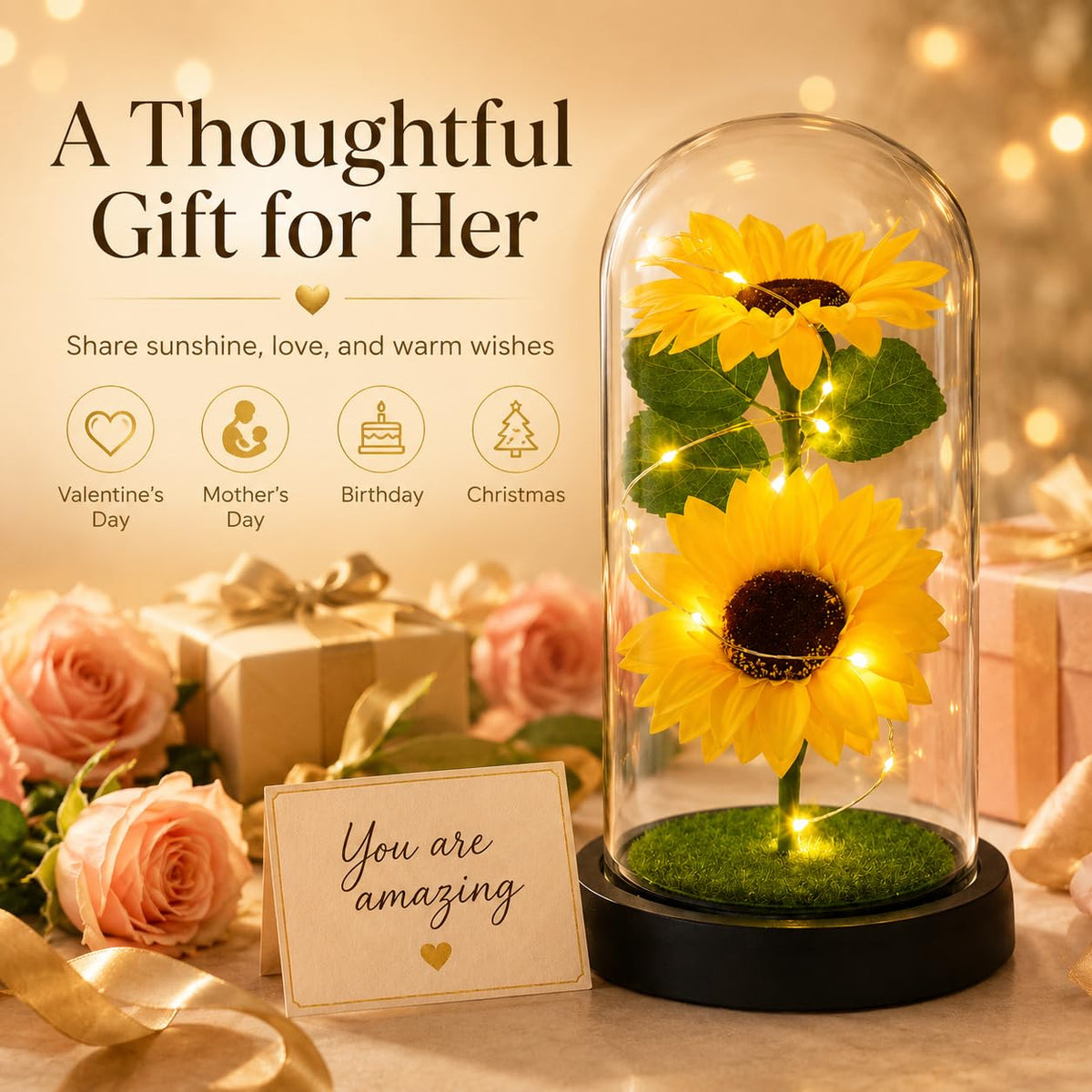 QUELIEN sunflower gift box packaging ready for gifting