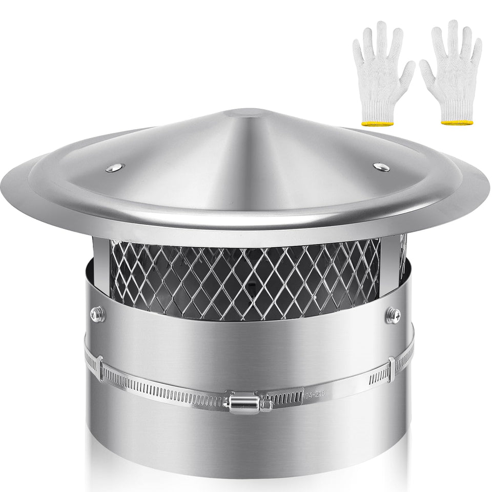 Queyaam 8-inch stainless steel chimney cap for durable rain protection and corrosion resistance.