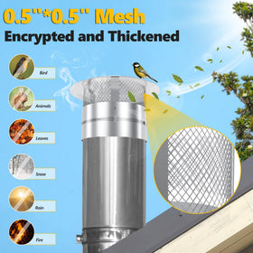 Queyaam dense-mesh chimney cap keeps birds, leaves, and pests from entering the stack.
