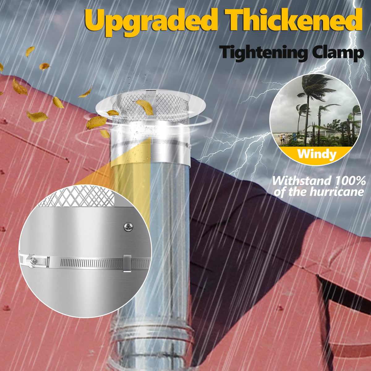 Queyaam rain protection cap blocks rain and snow, reducing dampness in vents.