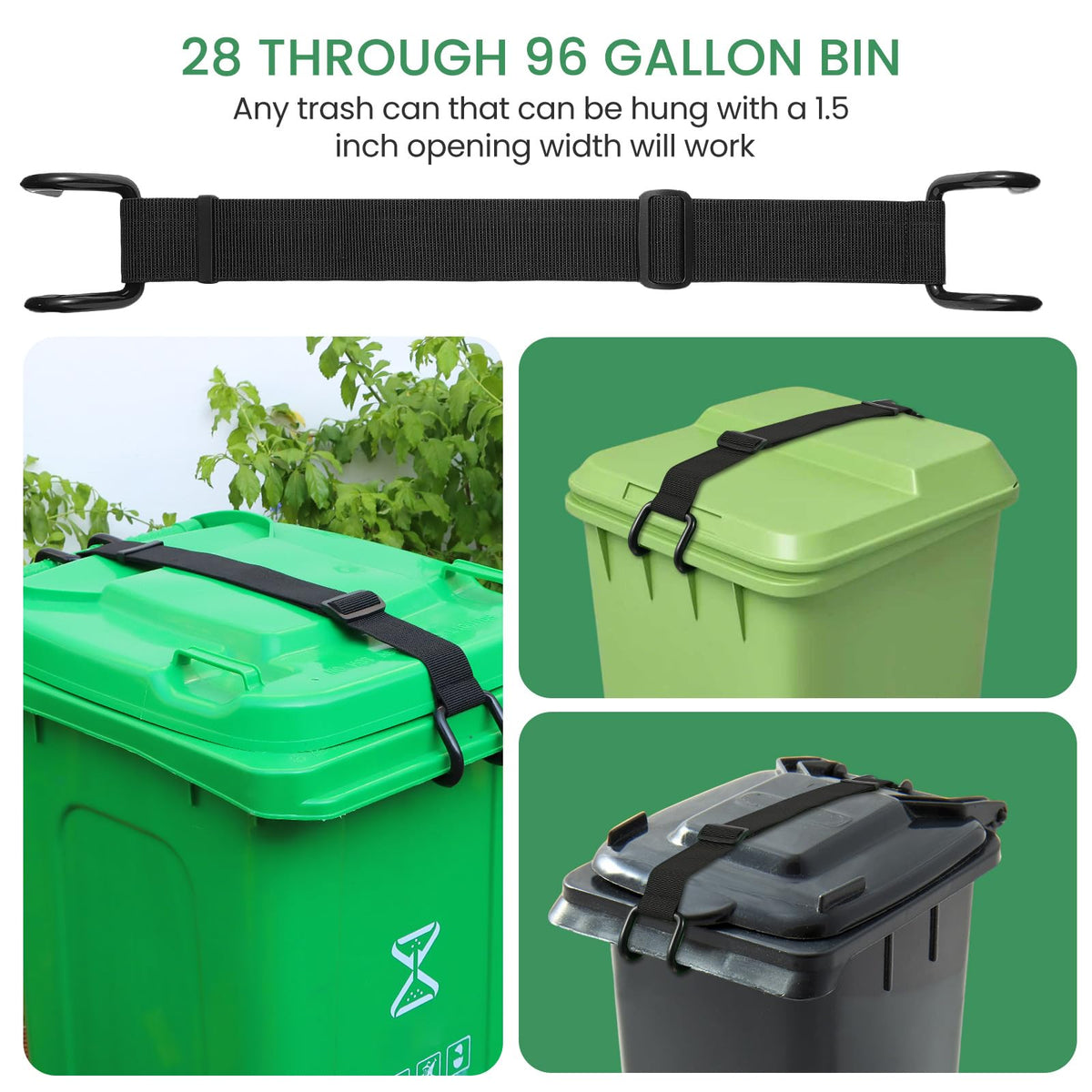Adjustable lock length from 20.47 to 35.43 inches for different cans.