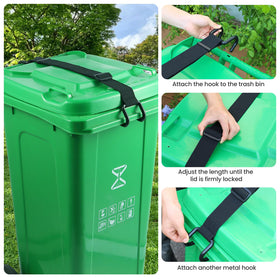 Pest protection in action with QUFA lid lock on an outdoor bin.