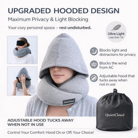 QuietCloud travel sleep kit includes eye mask for darkness and earplugs