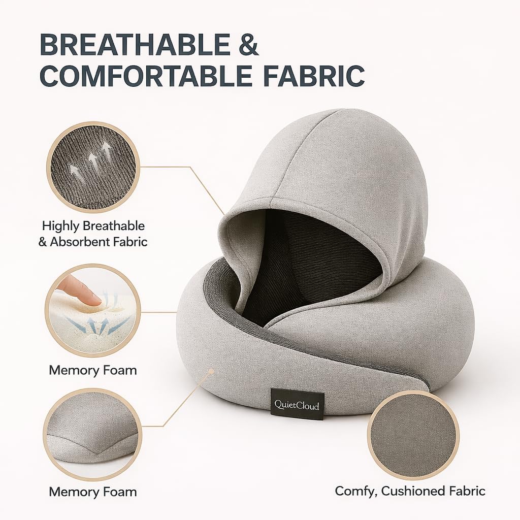 QuietCloud hooded design blocks light for private, distraction-free rest