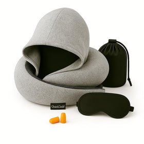 QuietCloud Travel Pillow Hooded with 360° support for comfortable sleep