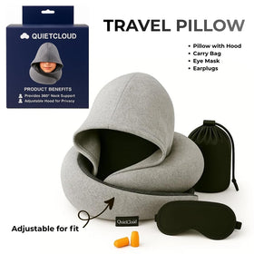 QuietCloud Travel Pillow Hooded suits long flights and road trips
