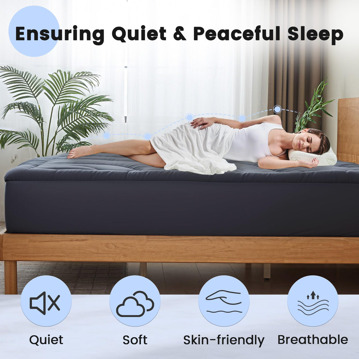 QUIETSEA five-layer topper on twin bed delivers balanced support and quiet nights
