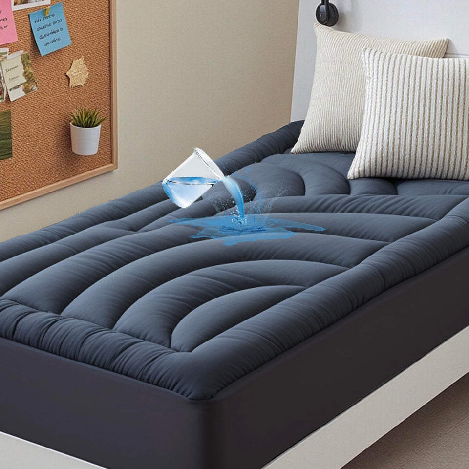 QUIETSEA waterproof mattress pad twin showing quilted surface for plush comfort