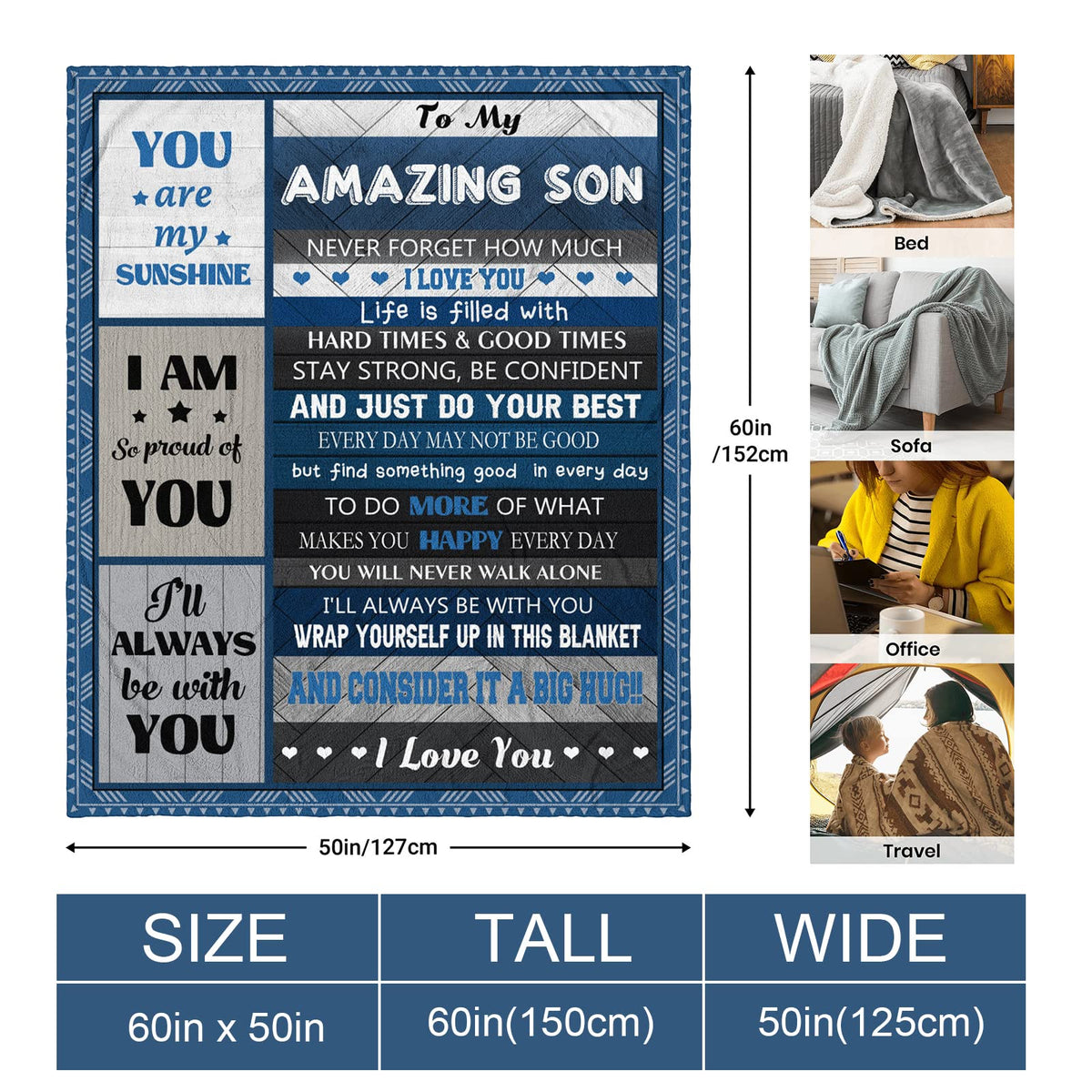 Quilazy Gifts for Son Blanket closeup fabric reveals soft, skin-friendly flannel texture