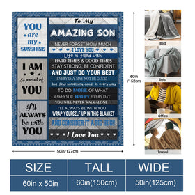 Quilazy Gifts for Son Blanket closeup fabric reveals soft, skin-friendly flannel texture