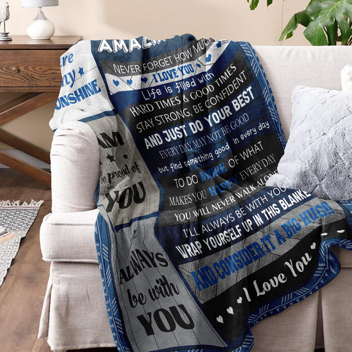 Quilazy Gifts for Son Blanket folded packaging highlights portable warmth for gifting