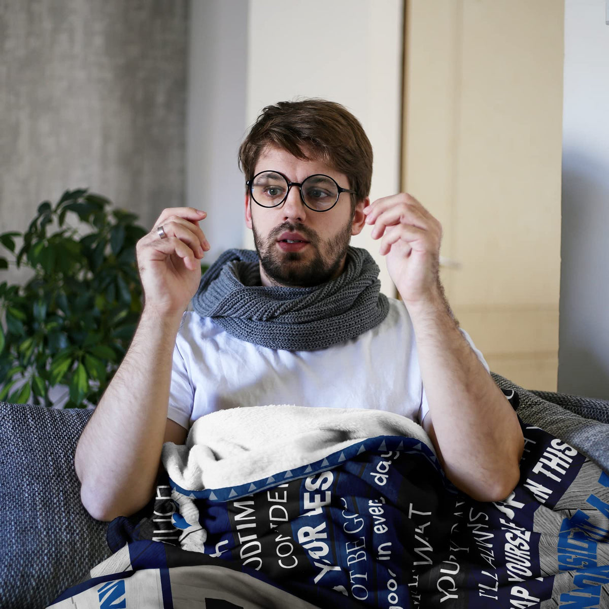 Quilazy Gifts for Son Blanket on sofa ideal for relaxed movie nights