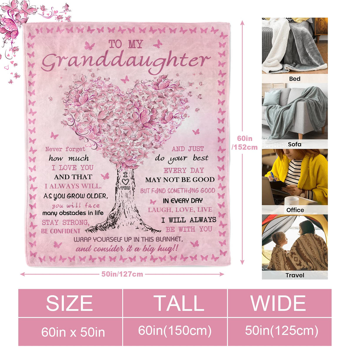 Quilazy Granddaughter Blanket shown on sofa as cozy decor