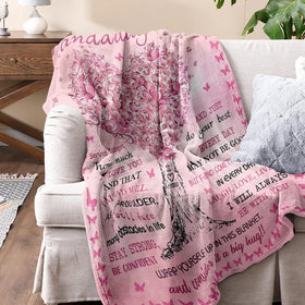 Quilazy Granddaughter Blanket pink butterflies design for granddaughters