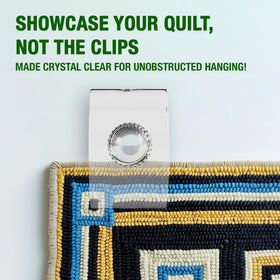 Quiltera wall clips for textiles securely suspending rugs and blankets