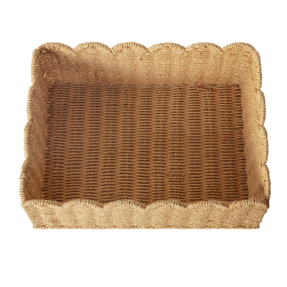 Quincry scalloped basket nesting with other baskets for storage
